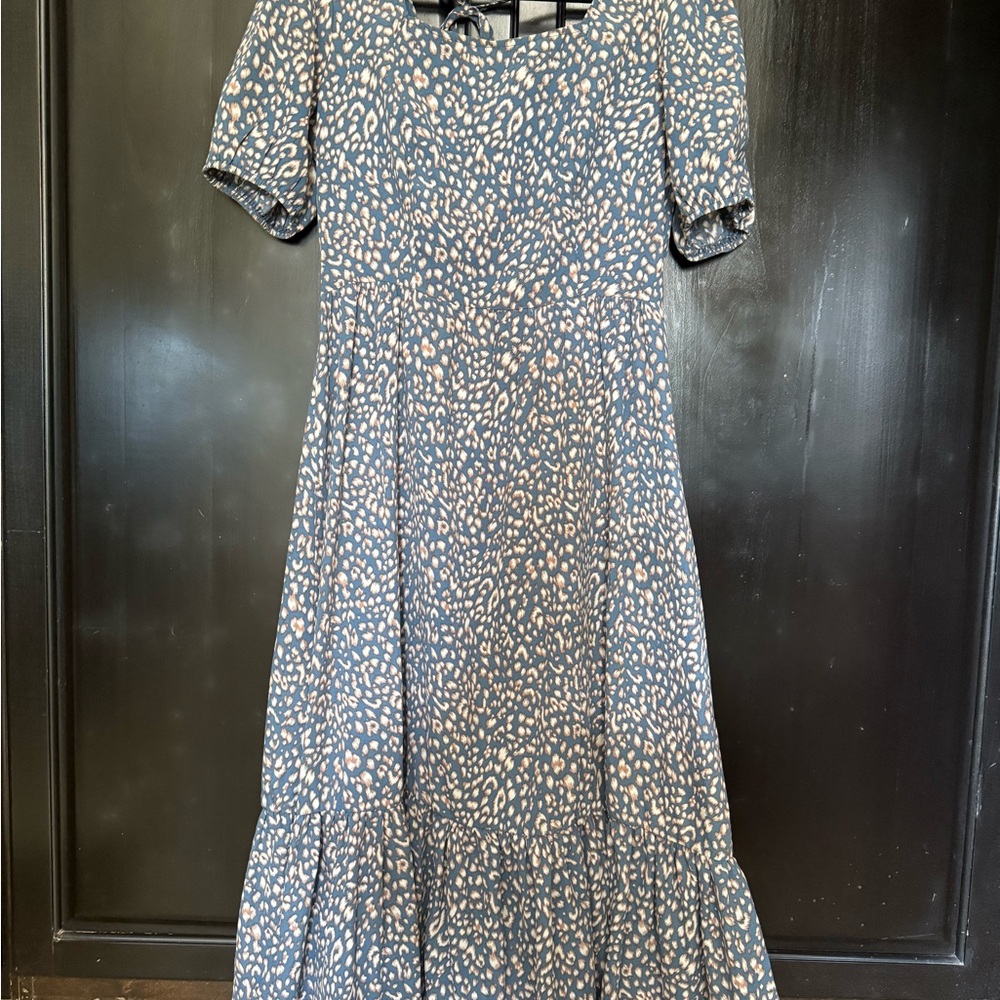Elegant Blue and White Maxi Dress